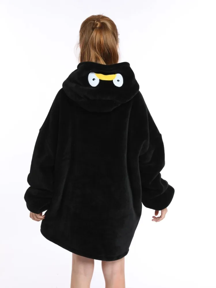 Winter Sherpa Blanket Teens Hoodie Winter Sweatshirts for Girls Boy Thick Warm Fleece TV Blankets Oversized Hooded Coat For Kids
