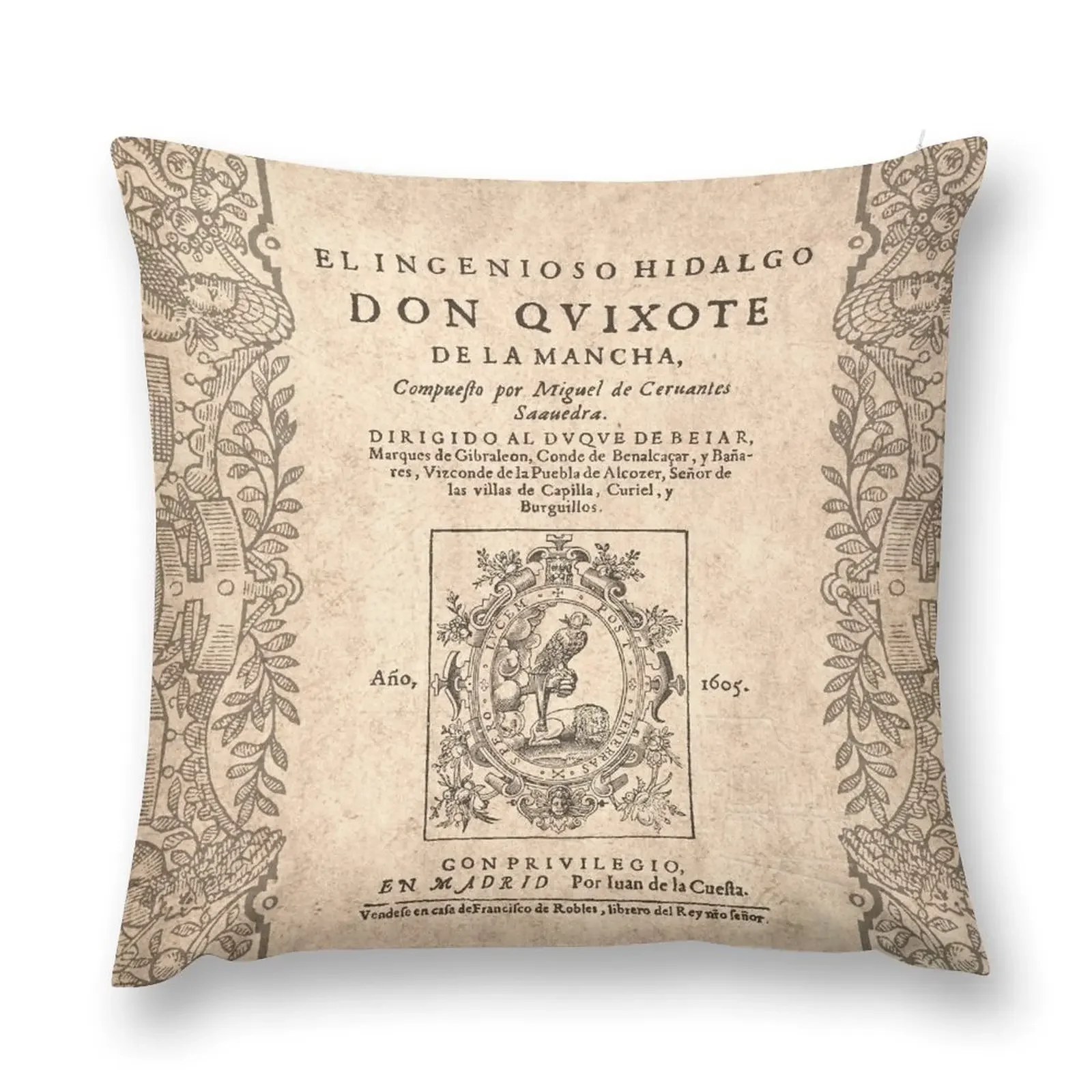 

Cervantes, Don Quijote de la Mancha 1605 Throw Pillow christmas pillow case pillow