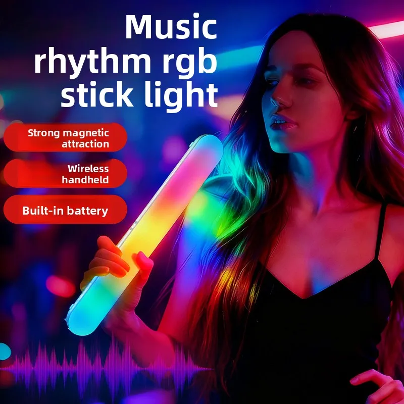 

RGB Music Sync Desktop Ambient Fill Light Magnetic LED Lamp for Live Streaming Gaming Room Decor Photography Lighting