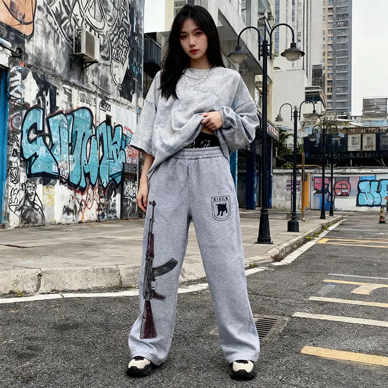 American street oversize estilo hip-hop outono e inverno novas calças casuais para homens e mulheres com calças de moletom soltas