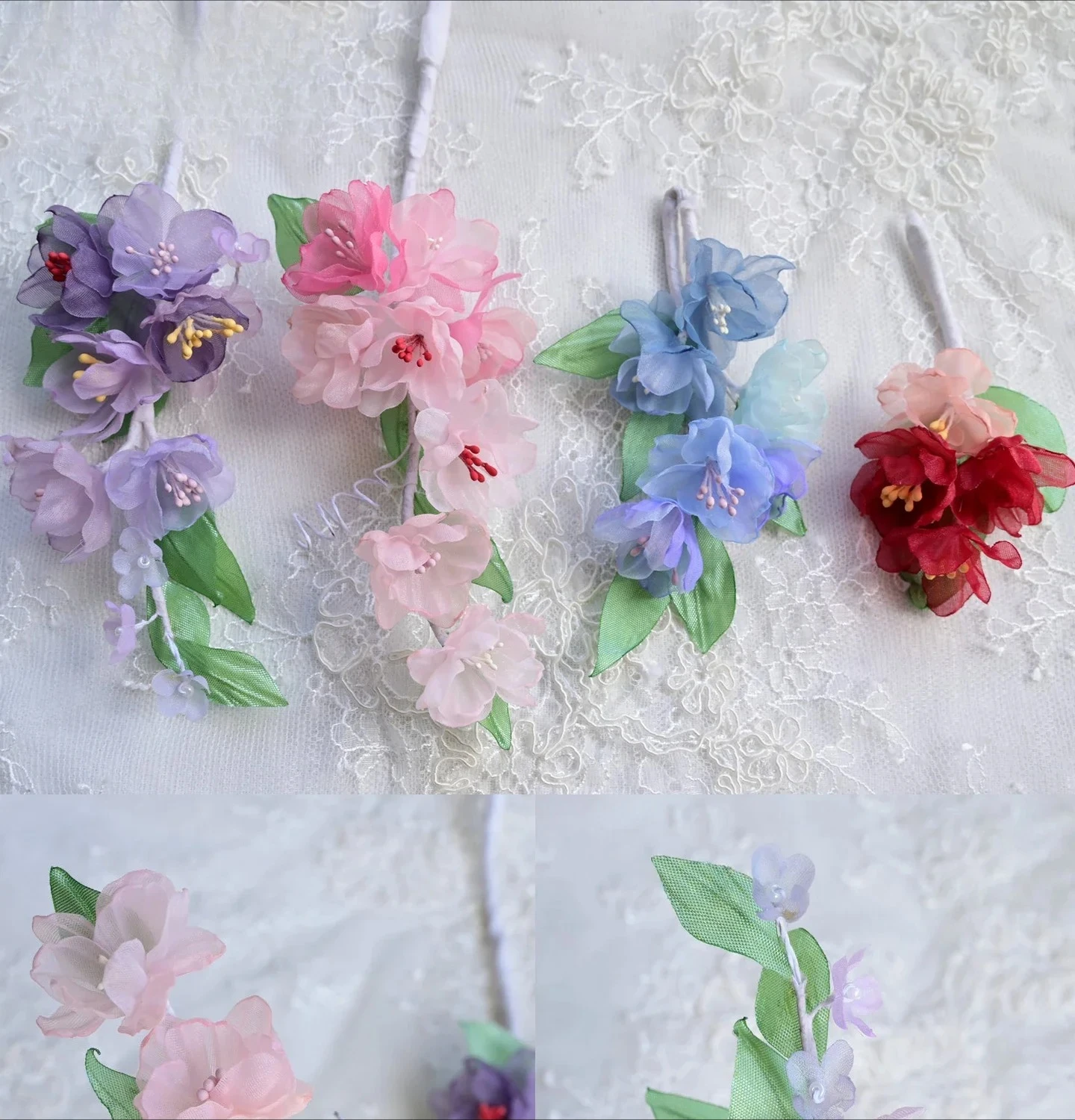 

100PC/Pack 3.6CM Satin Pleated Petal Wedding Dress Headwear.Doll Dress Hot Pressed Shaping Material Bell Orchid.3D Fabric Petals