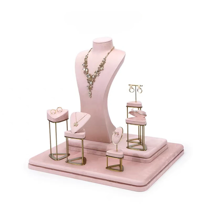 

Розовый манекен для демонстрации ювелирных изделий, розовая витрина для окон, стойка, ожерелье, серьги, браслет, витрина