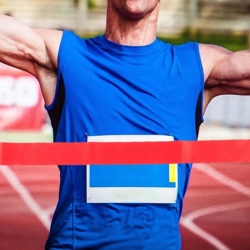 Red Solid Double Faced Race Finish Ribbon Sports Event Belt for School Sprinting Line Athletics Equipment Wrapping Accessory