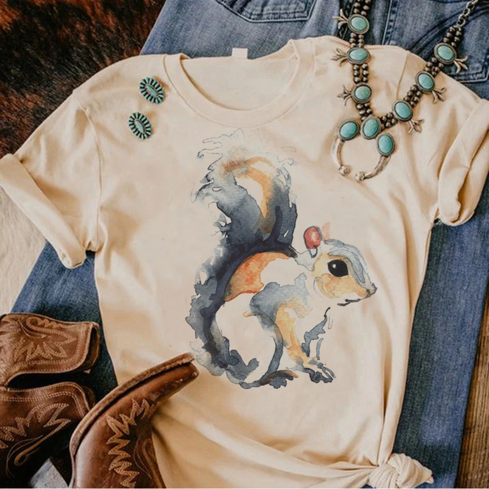 Squirrel top women graphic t-shirts girl designer clothing