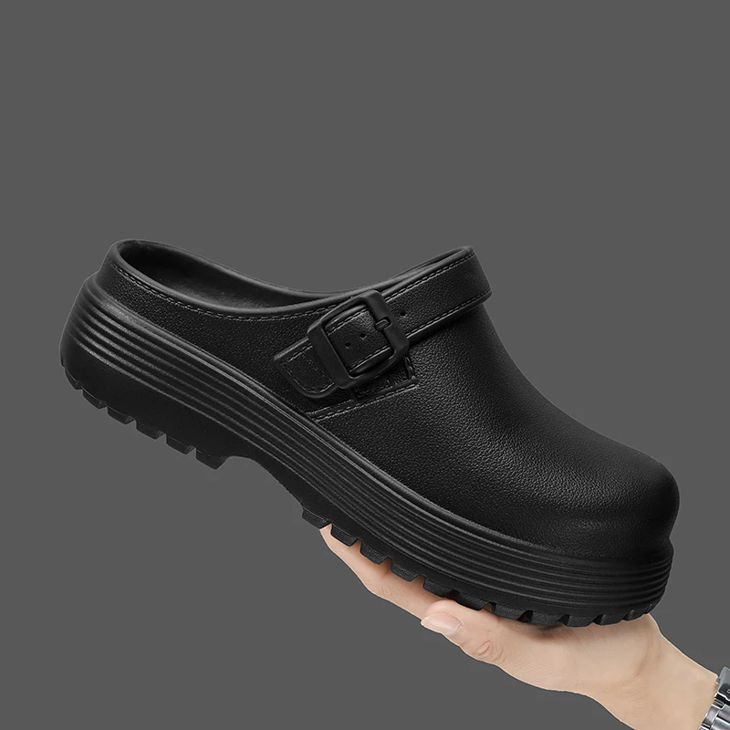 Fashion Clogs for Men 2026 Summer New Style Slip-On Lazy Slippers Outdoor Non-Slip Height-Increasing Retro Closed-Toe Slippers
