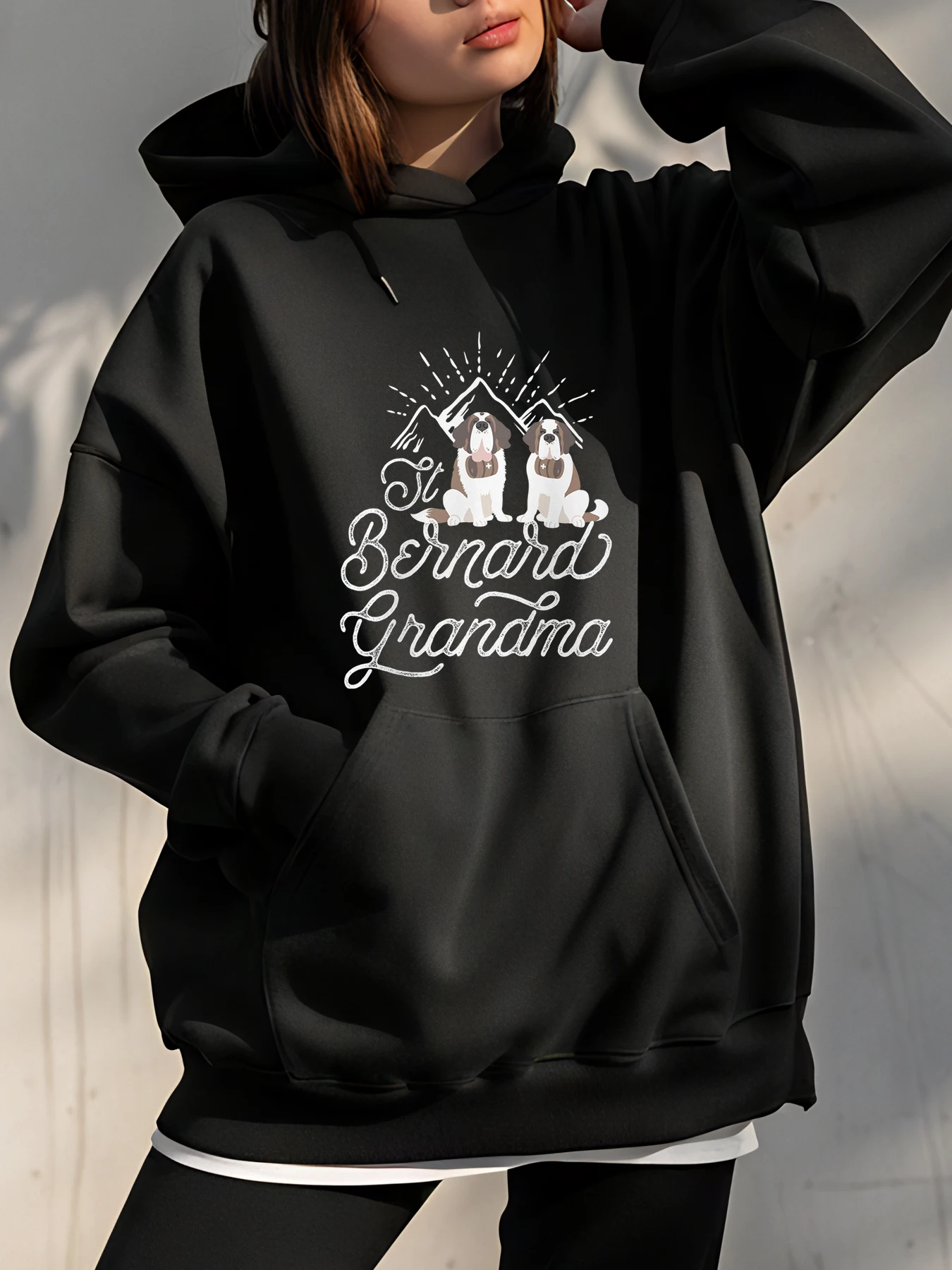 

Толстовка с капюшоном St. Bernard Grandma и дизайном собаки для любителей домашних животных, уличная одежда