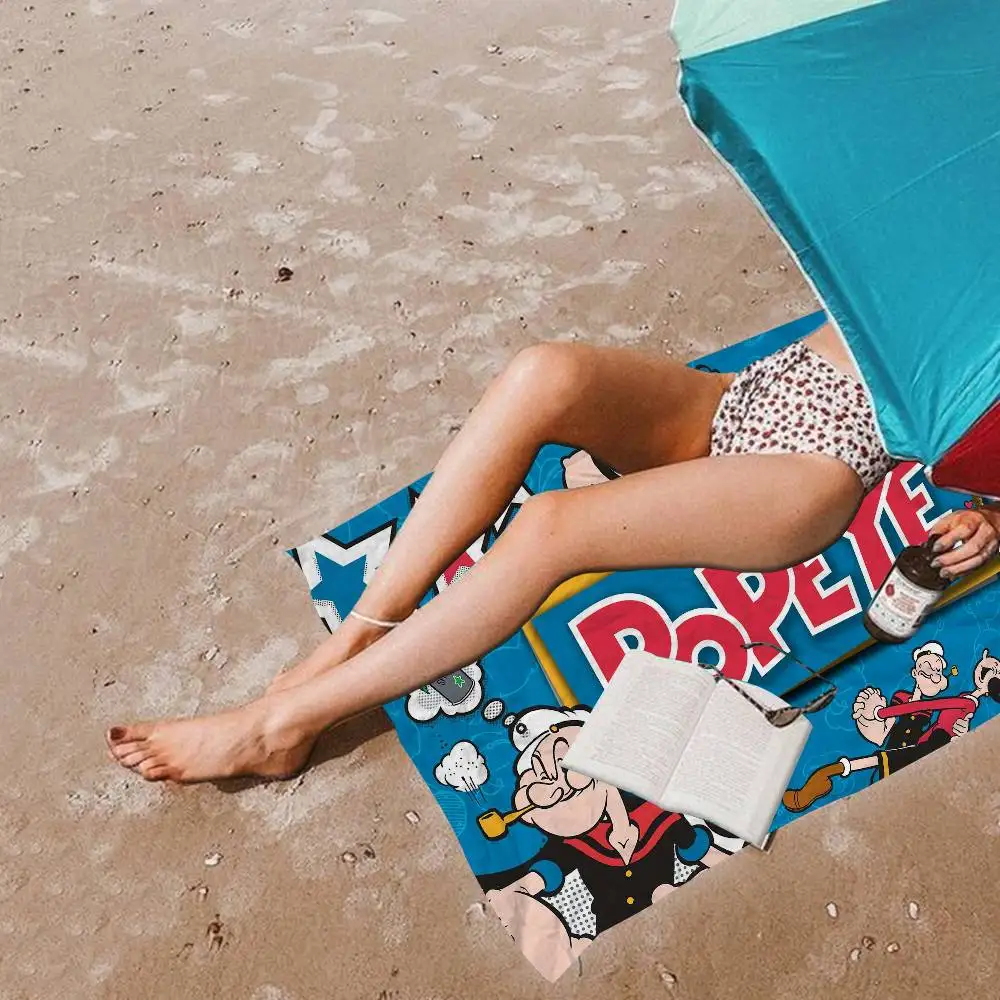 P-PopeyeS The S-Sailor cartoon Microfiber Printed Beach Towel Mountain Climbing Yoga Beach Swimming Running Absorbent Soft Towel
