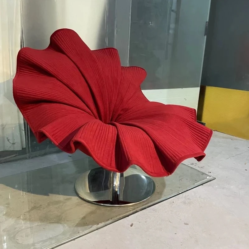 Creative Reception Fabric Lotus Leaf Flower Sofa Chair Minimalist Design Living Room Single Rotating Petal Chair Balcony