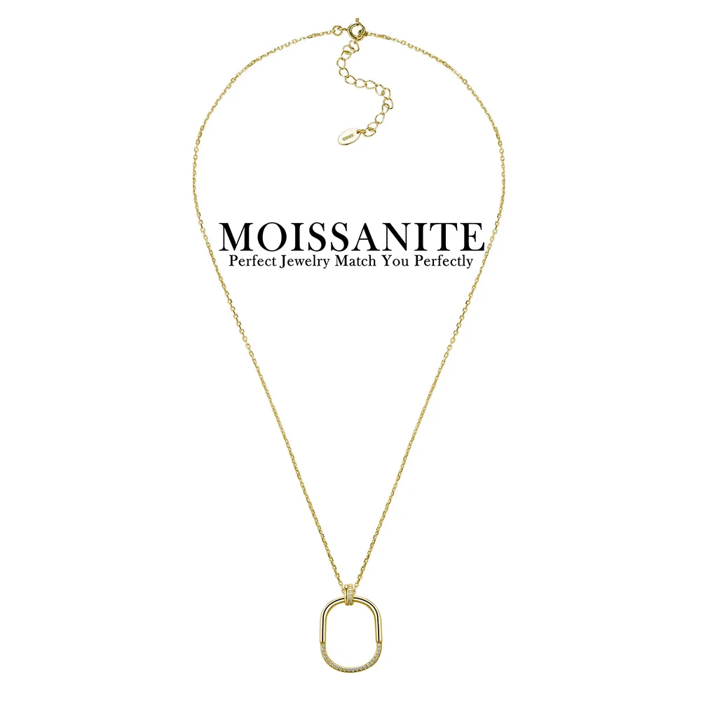 

0.19 CTW Moissanite Necklace Geometric Design 14K Gold Plated Silver Hypoallergenic Daily Wear