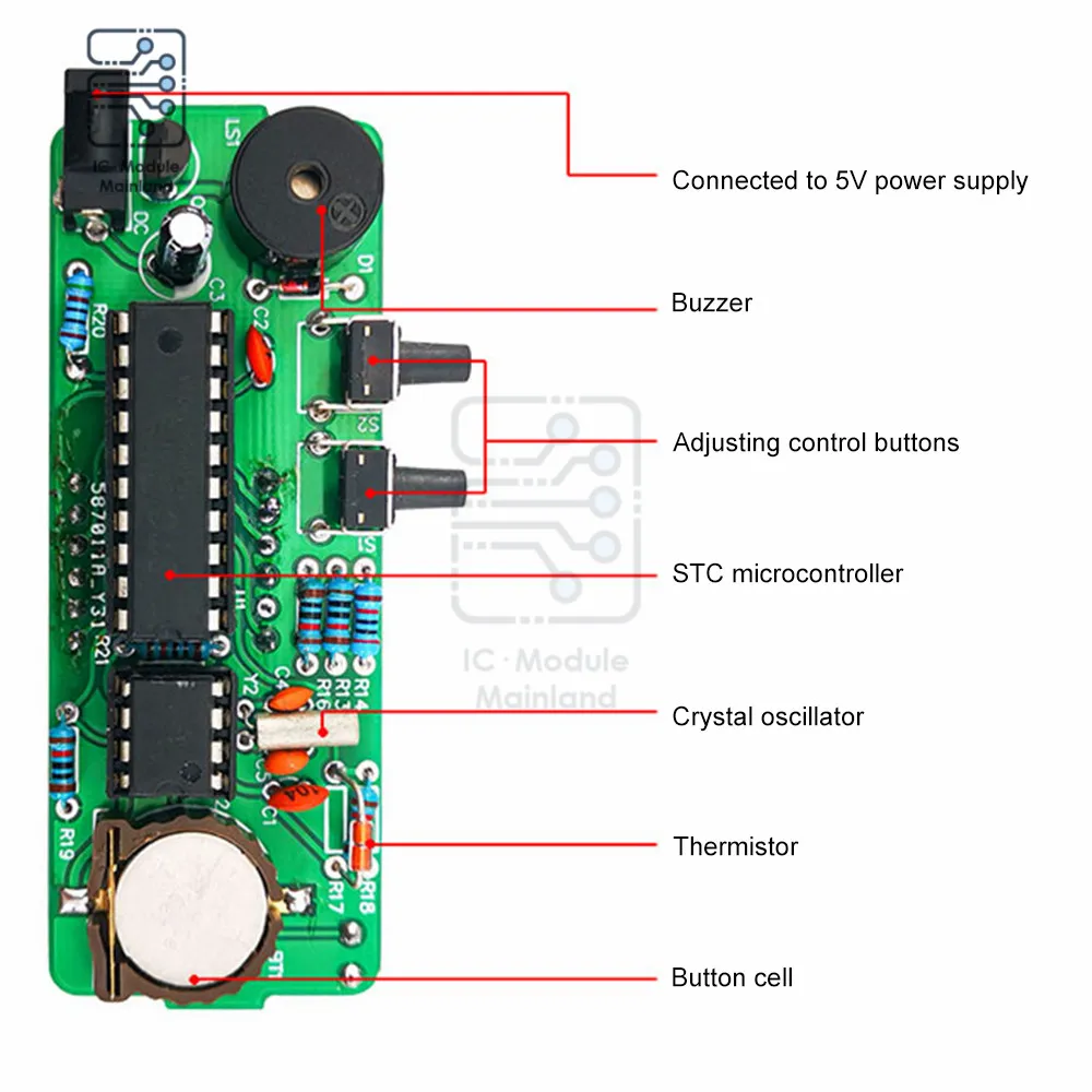 4 Digit Rechargeable DIY Digital Clock Kit SMD SMT Light-Controlled Alarm Clock Soldering Projects for DIY Learning Electronics