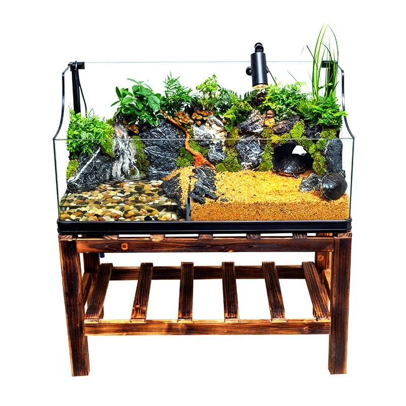 

Glass turtle tank Qinglongshi ecological landscaping aquarium fish tank large aquarium household