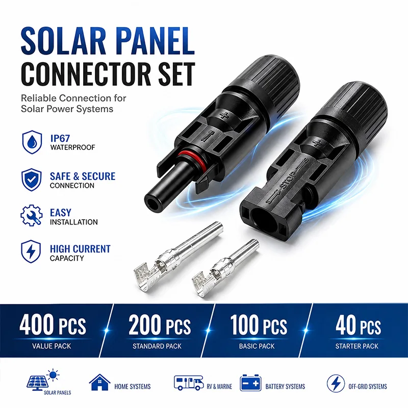 600/400/200/100/40/20 PCS Solar Panel Connector Kit 1000V 30A PV Cable Adapter for 2.5/4mm² Photovoltaic Wiring System Connector