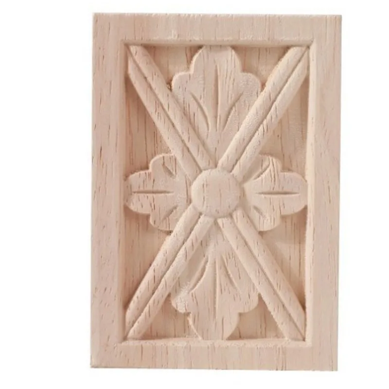 Unpainted Wood Carved Decal Corner Onlay Wooden Appliques for Furniture Wooden Flower Decoration Home Decor Items Decal Floral image 4