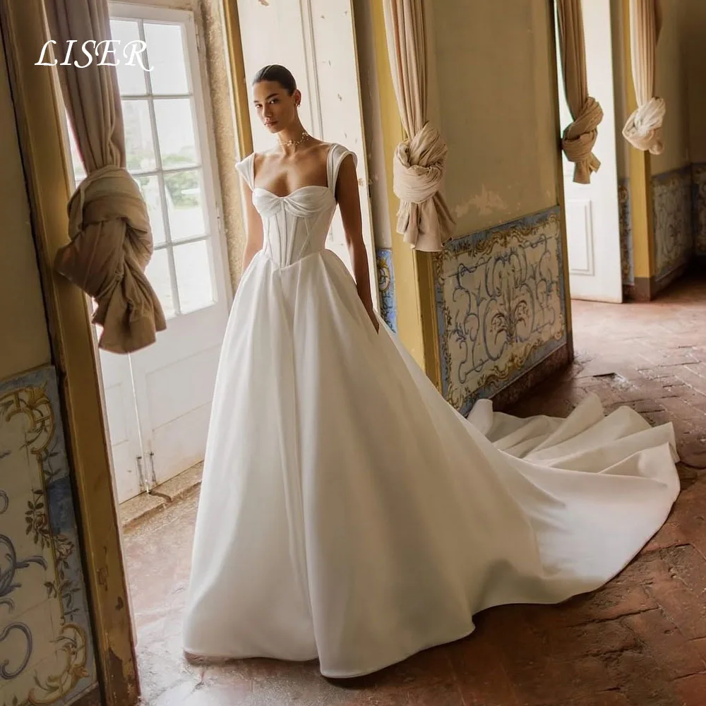 Liser Sweetheart A-Line Wedding Dresses Simple Silk Satin Elegant Fairy Bridal Gowns Corsets Back Customized robe de mariée