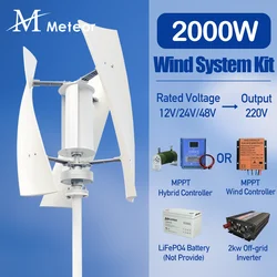 2KW Vertical Axis Wind Turbine Generator 12V 24V 48V Free Energy Power Generator Low Noise Low Start Wind Speed Home Appliance