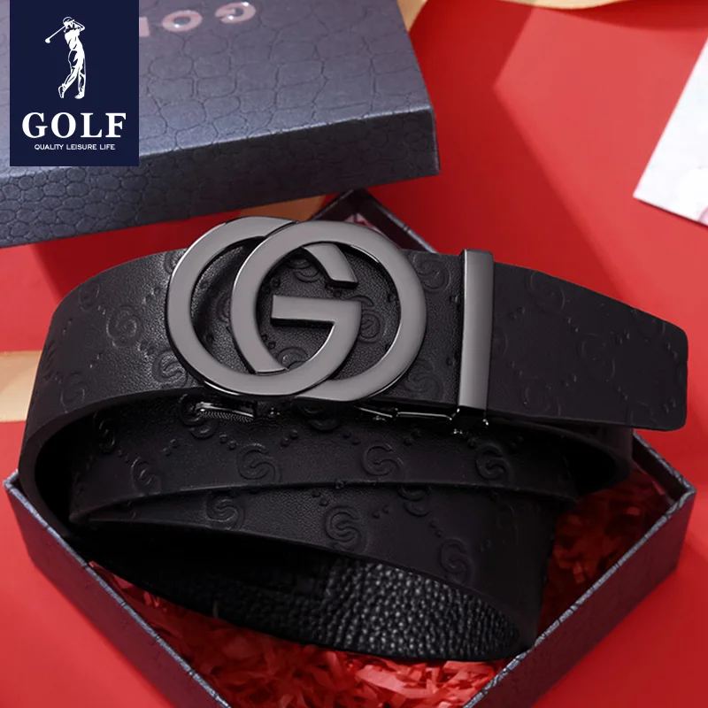 GOLF Men's Belt with Genuine Leather Automatic Buckle Fashion Brand Business Pants Belt for Young People's Leisure Belt