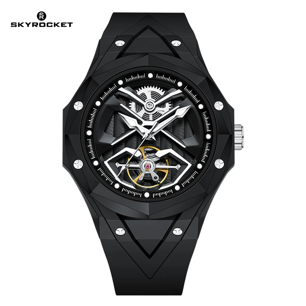 Fashion Luminous Automatic Mechanical Men's Watches 5Bar Waterproof Open Heart Wristwatch Transparent Back Watch On Sale GD11525