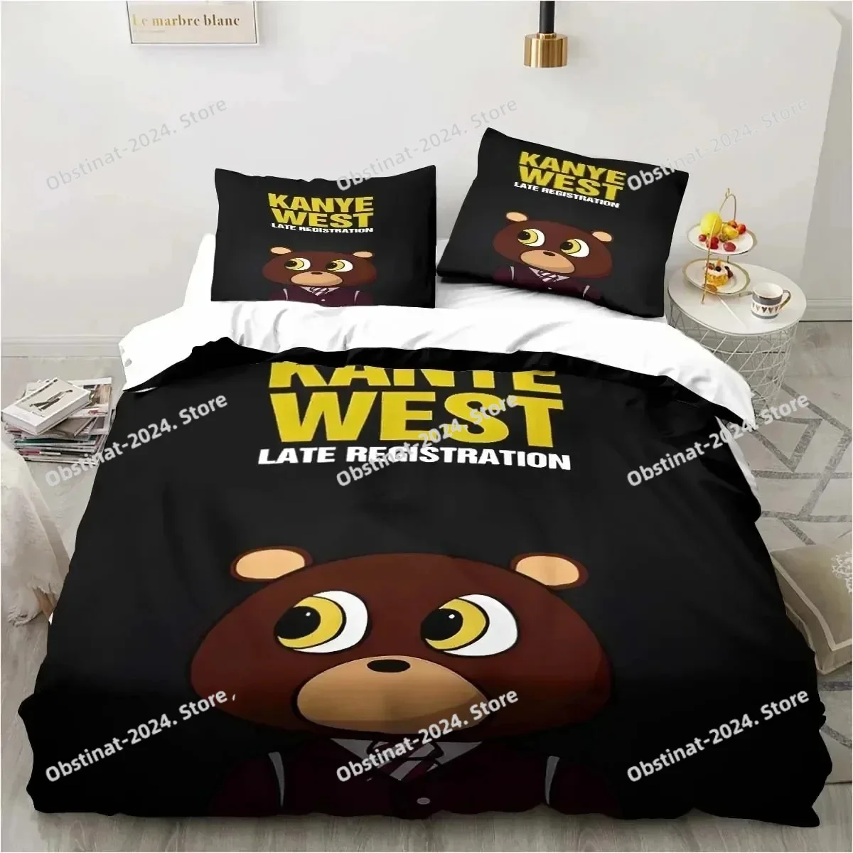 

Rapper Kanye West Bedding Set Duvet Cover Bed Set Quilt Cover Pillowcase Comforter king Queen Size Boys Adult Bedding Set