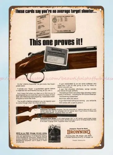 1973 Superposed Trap and Skeet Model firearm shotgun metal tin sign