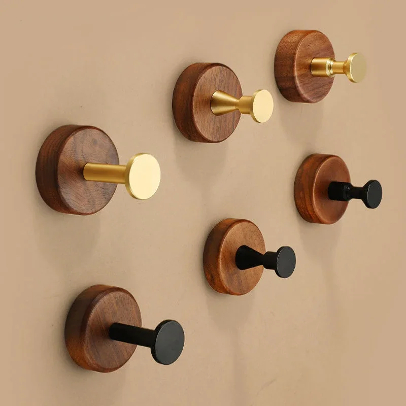 American coat hook walnut non-punching wall wall coat hook entrance entrance bedroom cloakroom door adhesive hook