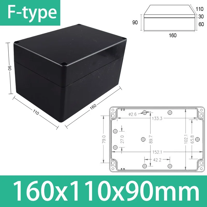 ABS waterdichte behuizing elektronische veilige behuizing plastic dozen zwarte draadaansluitdoos plastic organisator IP67 waterdichte behuizing