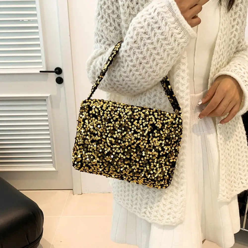 Fashion Shiny Sequins Evening Clutch Bag For Women Dinner Party Wedding Purses Handbag Simple Underarm Shoulder Crossbody Bag