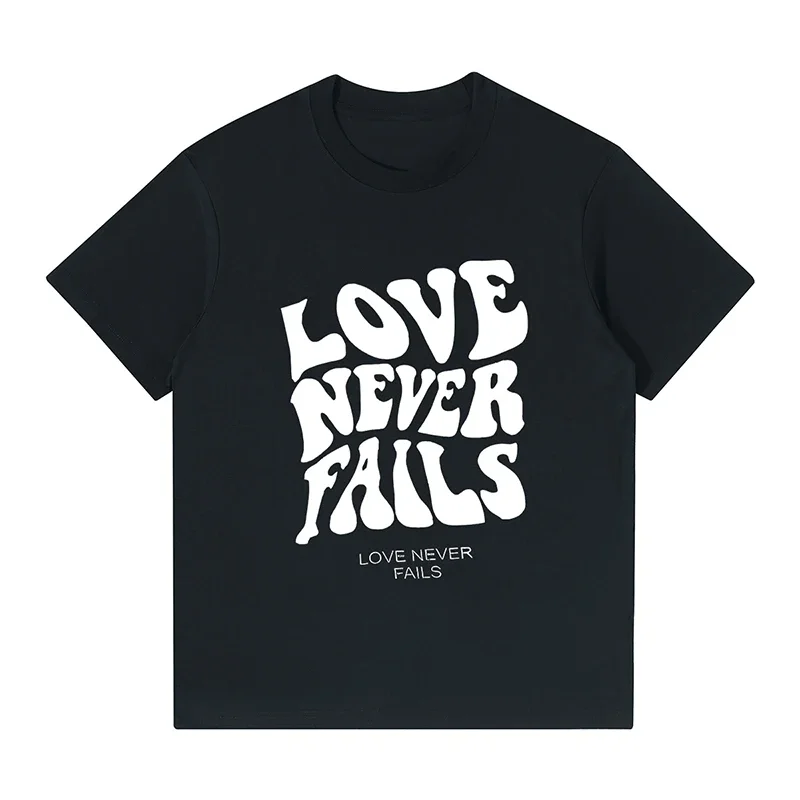 الحب لا يفشل أبدًا التصميم الأصلي زوجين تي شيرت المرأة القطن فضفاض الهيب هوب نمط بلايز المرأة شارع العليا تي شيرت الجولة الرقبة تيز #3