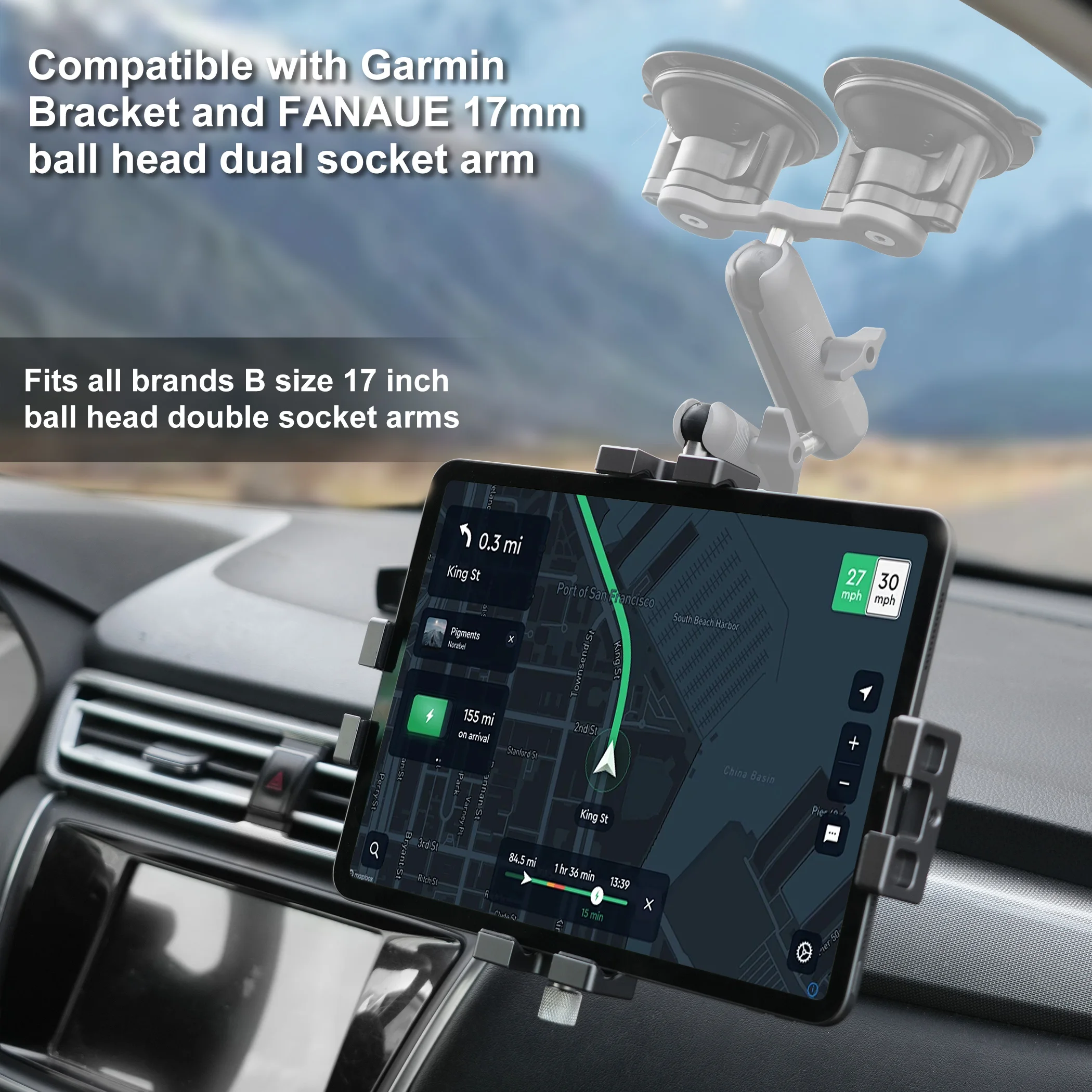 FANAUE Geländewagen-Tablet-Halterung, vorderer Saugnapf, festes IPad, zentrale Steuerung, Navigation, Live-Aufnahme