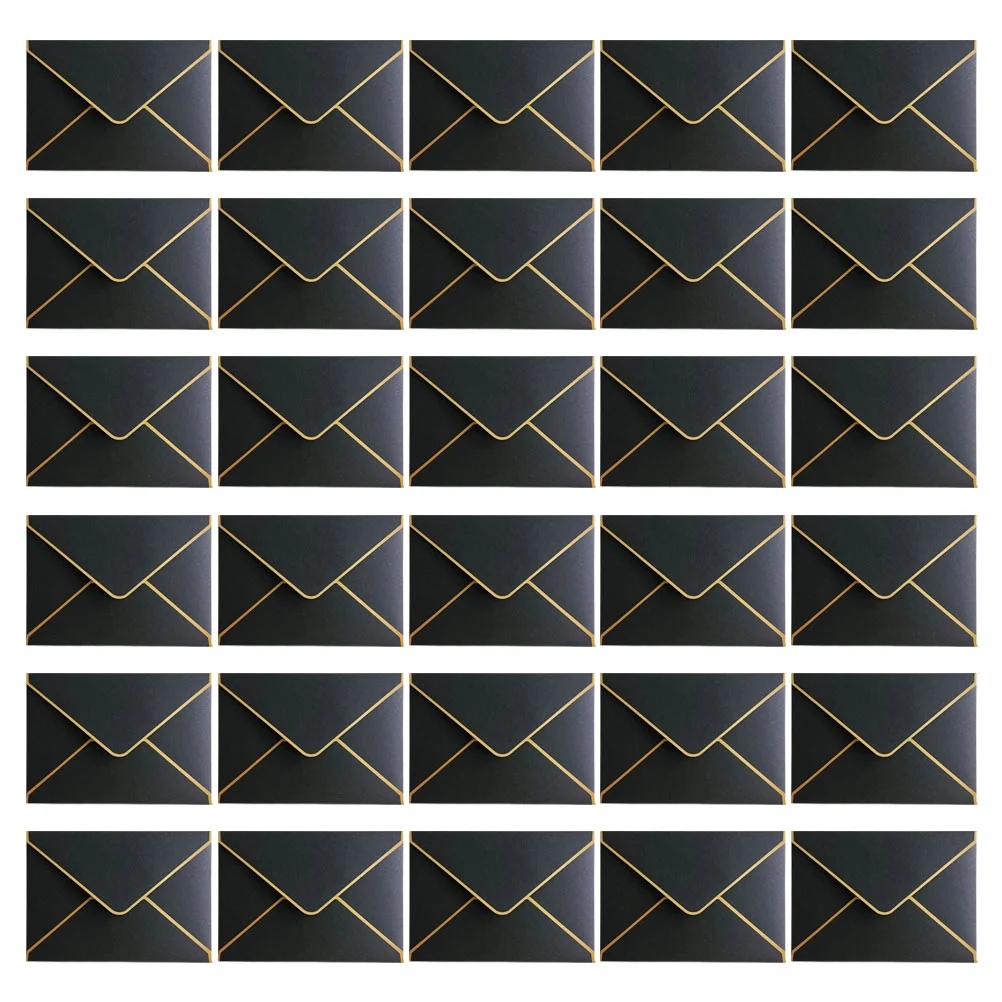 

50 Pcs Envelope Invited Gold Seals Black Invitation Envelopes Fancy Card Business Peeling