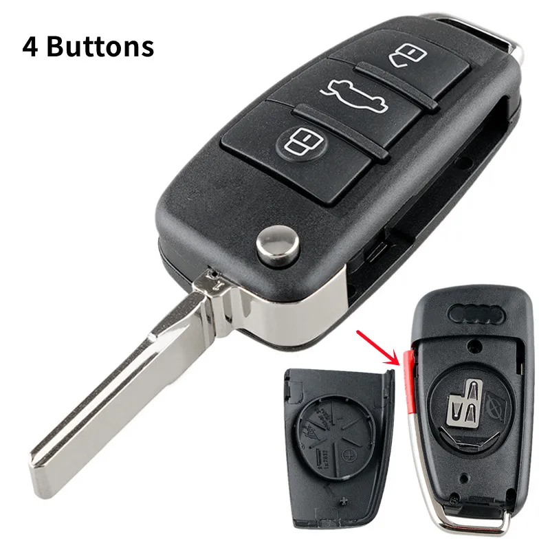 Чехол для автомобильного ключа, сменный 3-кнопочный складной пульт дистанционного управления, чехол для автомобильного ключа, подходит для Audi A2 A3 A4 A6 A6L A8 S5 Q7 TT