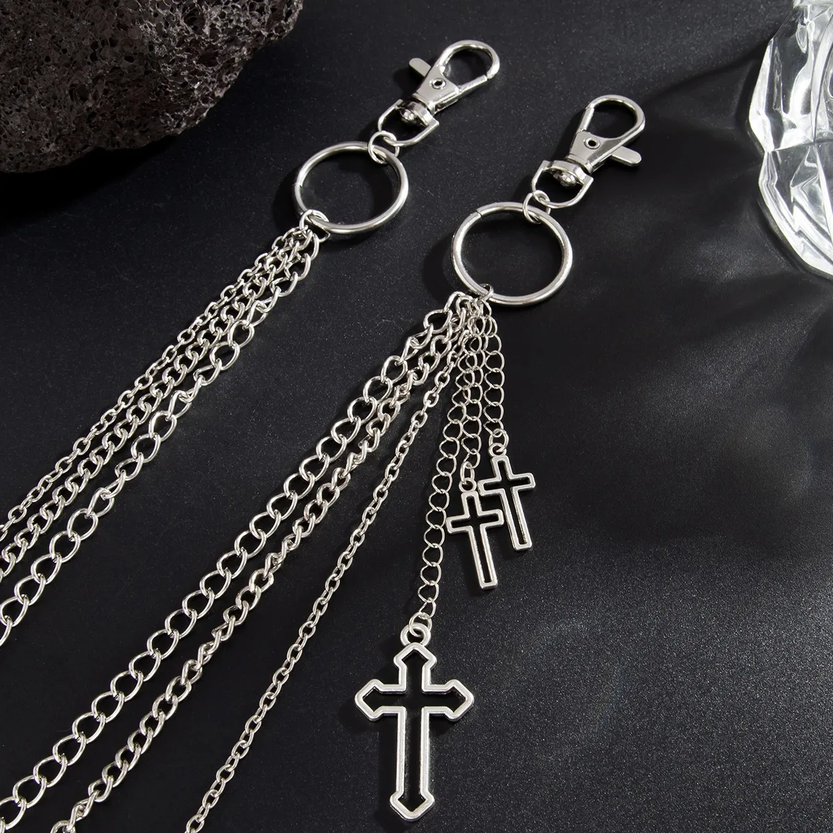Gothic Cross Pants Chain Y2K Hip Hop Jean Chain Punk Trousers Wallet Chain Streetwear Jewelry for Men Women