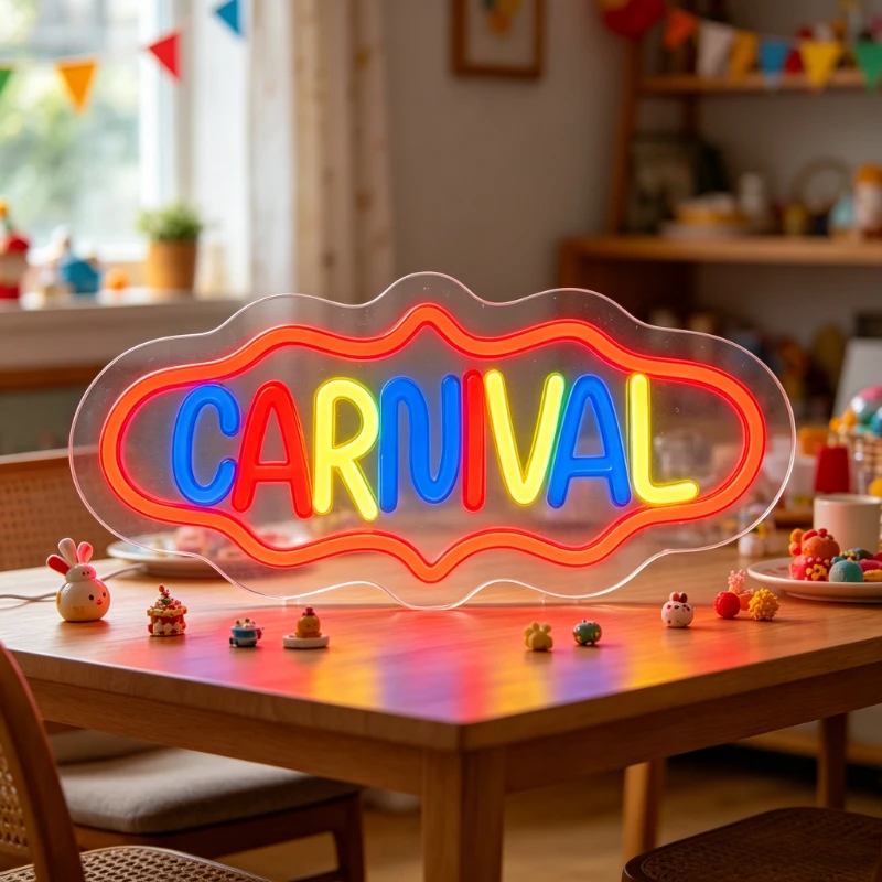 

Carnival Neon Sign LED Night Light USB Rechargeable Colorful Carnival Theme Decor Lamp for Party Festival Gifts for Kids Adults