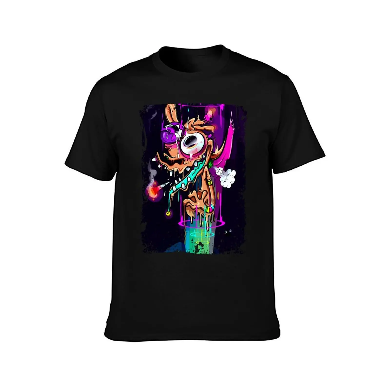 Ren and Stimpy Trippy T-Shirt, Summer Casual Cotton Tee, Oversized Streetwear Tops, Vintage Graphic Print, Unisex Men Women