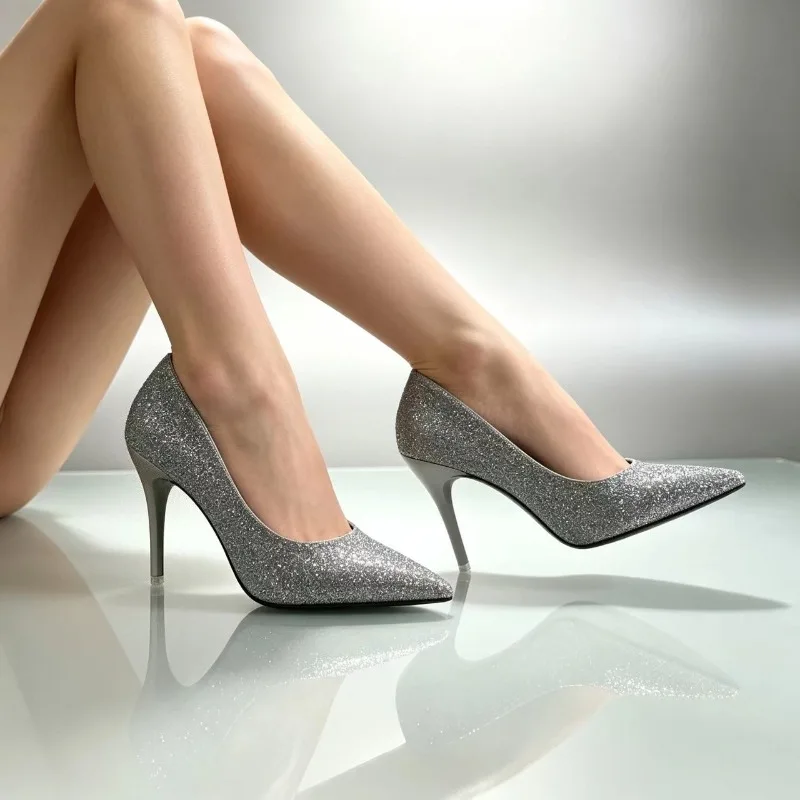2026 Modische High Heels Übergrößen Damenschuhe 9cm Stiletto High Heels Bankett Hochzeitsschuhe Sexy Spitze Damenschuhe für Partys – Detail 6