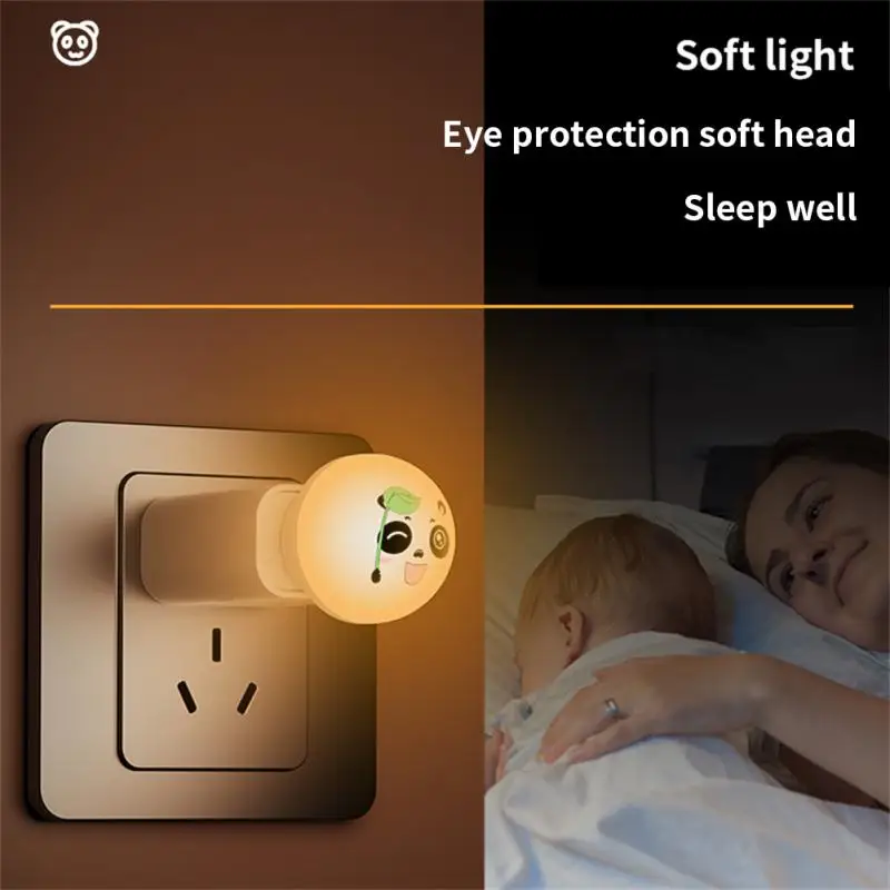 

USB Plug LED Night Light Cartoon Expression Panda Mini Portable Night Lights Eye Protection Reading Book Lamp For Bedht Lighting