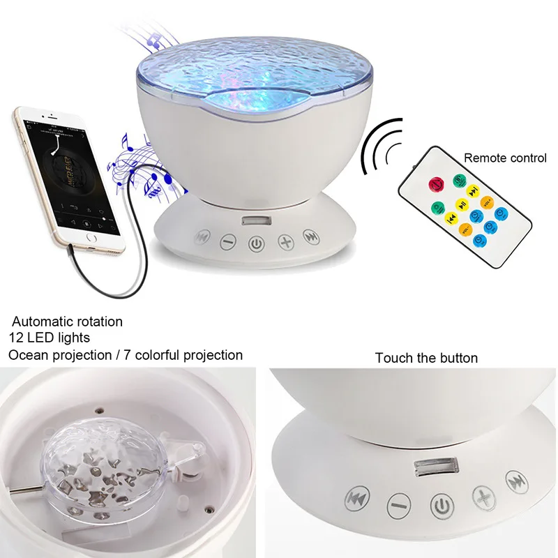 Ozean Welle Projektor Led Nachtlicht Mit Musik Player Fernbedienung Bunte Cosmos Stern Luminaria Für Kind Romantische Hypnose