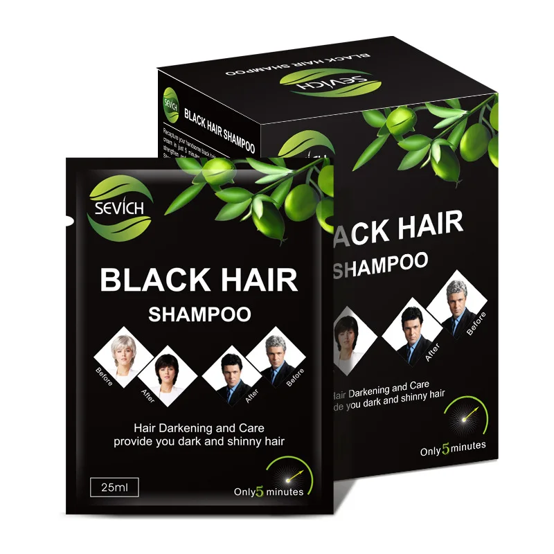 

25ml*10/box A Black Shampoo Plant Hair Care Cover White Hair Soft Smooth Moisturizing Nourishing Deep Cleaning Improve Frizz