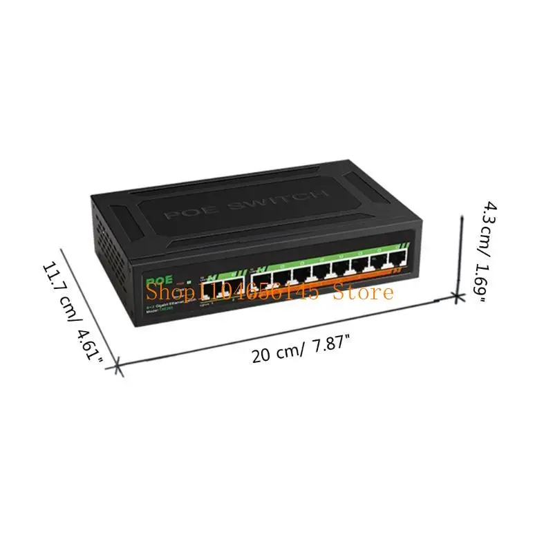 8 Port Gigabit PoE Switch +2-Uplinks Port with Built-in Power Plug-and-Use High-Performance Chip RJ45 10/100/1000Mbps