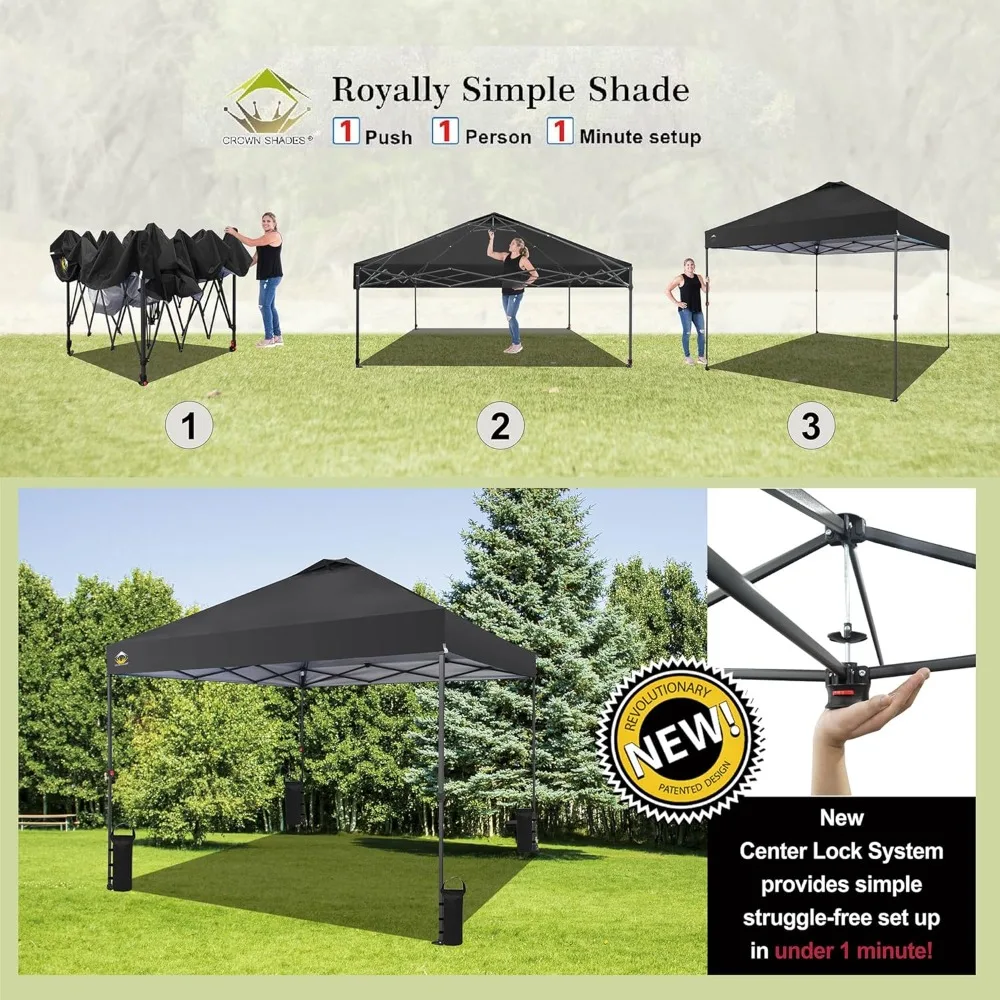 10x10 Pop Up Canopy - Beach Tent with One Push Setup - Outdoor Canopy Tent with STO-N-Go Cover Bag for Events, Parties