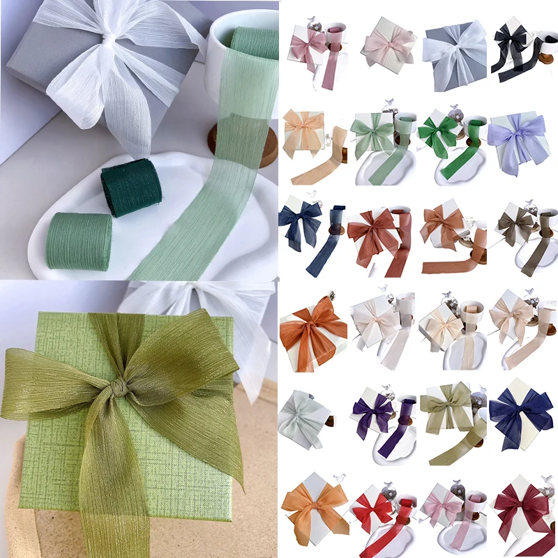 

Sparkling Yarn Ribbon Chiffon Wedding Wrinkle Mesh Accessories Bright Silk Wrinkle Gift Box Flower Bundle Packaging DIY