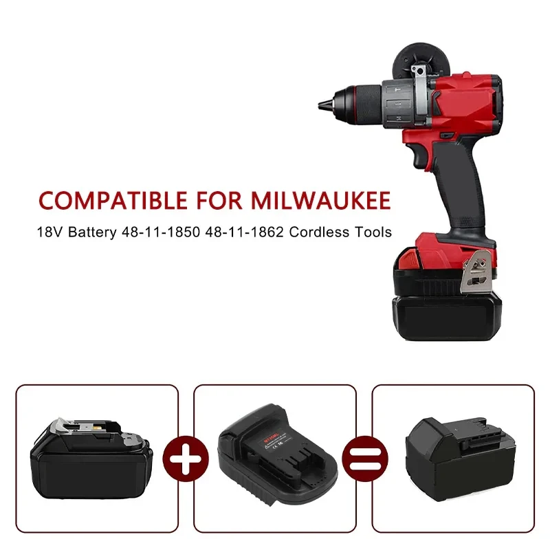 MT20ML Adapter Converter for Makita 18V BL1830 BL1850 Converted To for Milwaukee 18V Li-ion Battery Cordless Power Tool Use