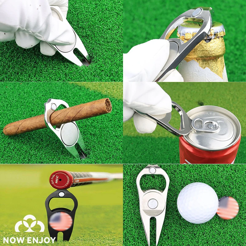 NOW ENJOY 2026 New Spot Multifunctional Golf Bottle Opener Green Fork Ball Label Set  Golf Fork  Golf Accessories
