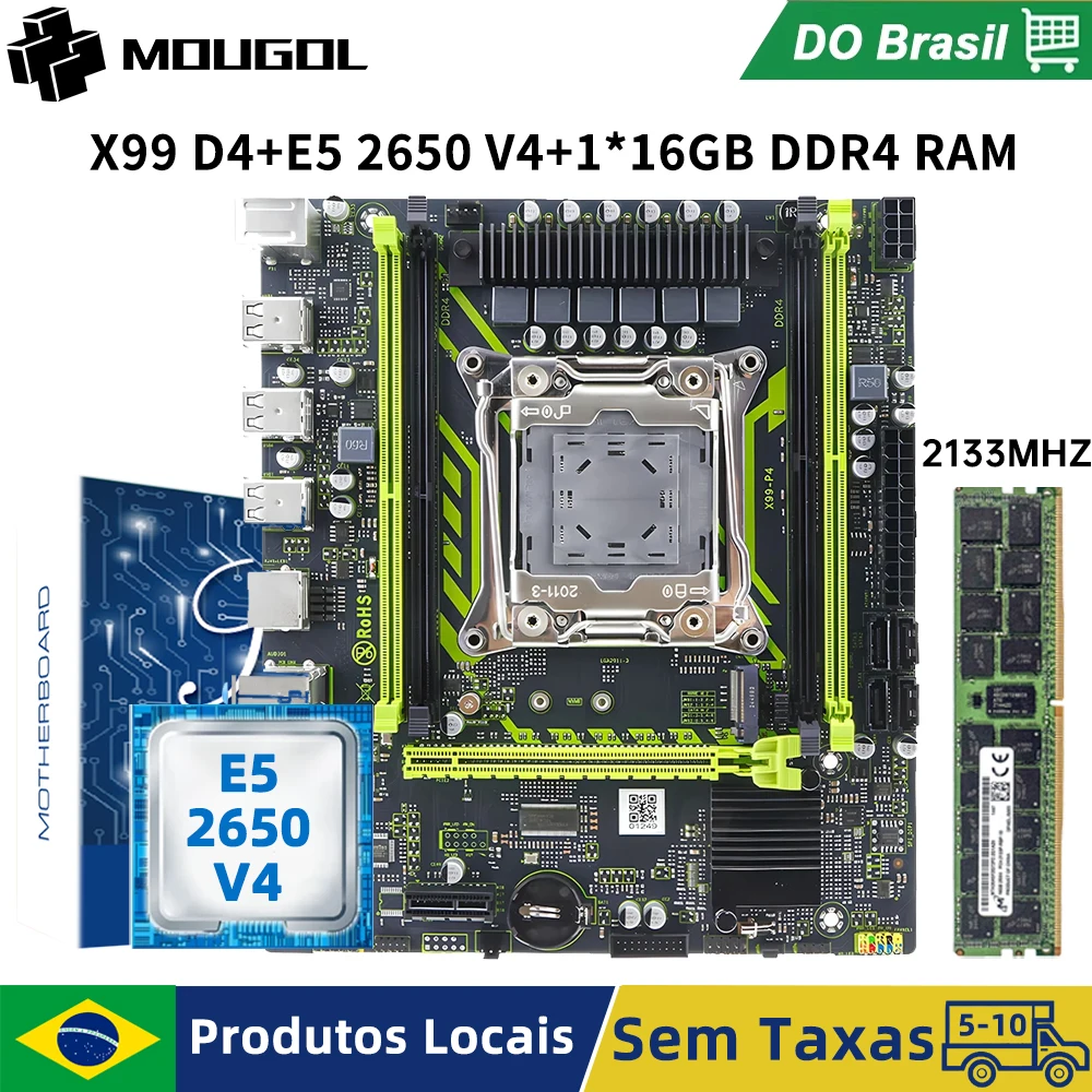 

Комплект материнской платы MOUGOL Game X99 LGA 2011-3 с процессором Xeon E5 2650 V4, 1*16 ГБ DDR4 RAM X99 placa mae для настольного офисного компьютера
