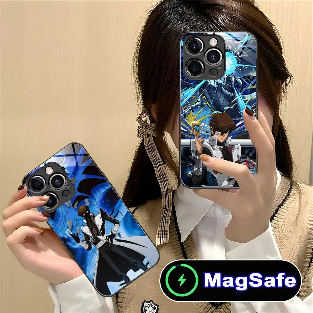 

Чехол для мобильного телефона Yugioh Seto Kaiba для iPhone 17, 16, 15, 14, 13, 12, 11 Air Pro Max Plus Mini MagSafe, стеклянный красочный чехол, красивый