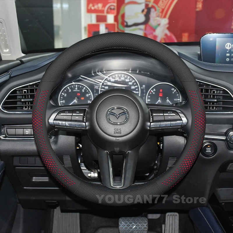 

Leather Car Steering Wheel Cover For Mazda CX-30 CX30 CX5 2025 2018-2024 Non-slip Auto Steering Wheel Mazda CX30 Accessories