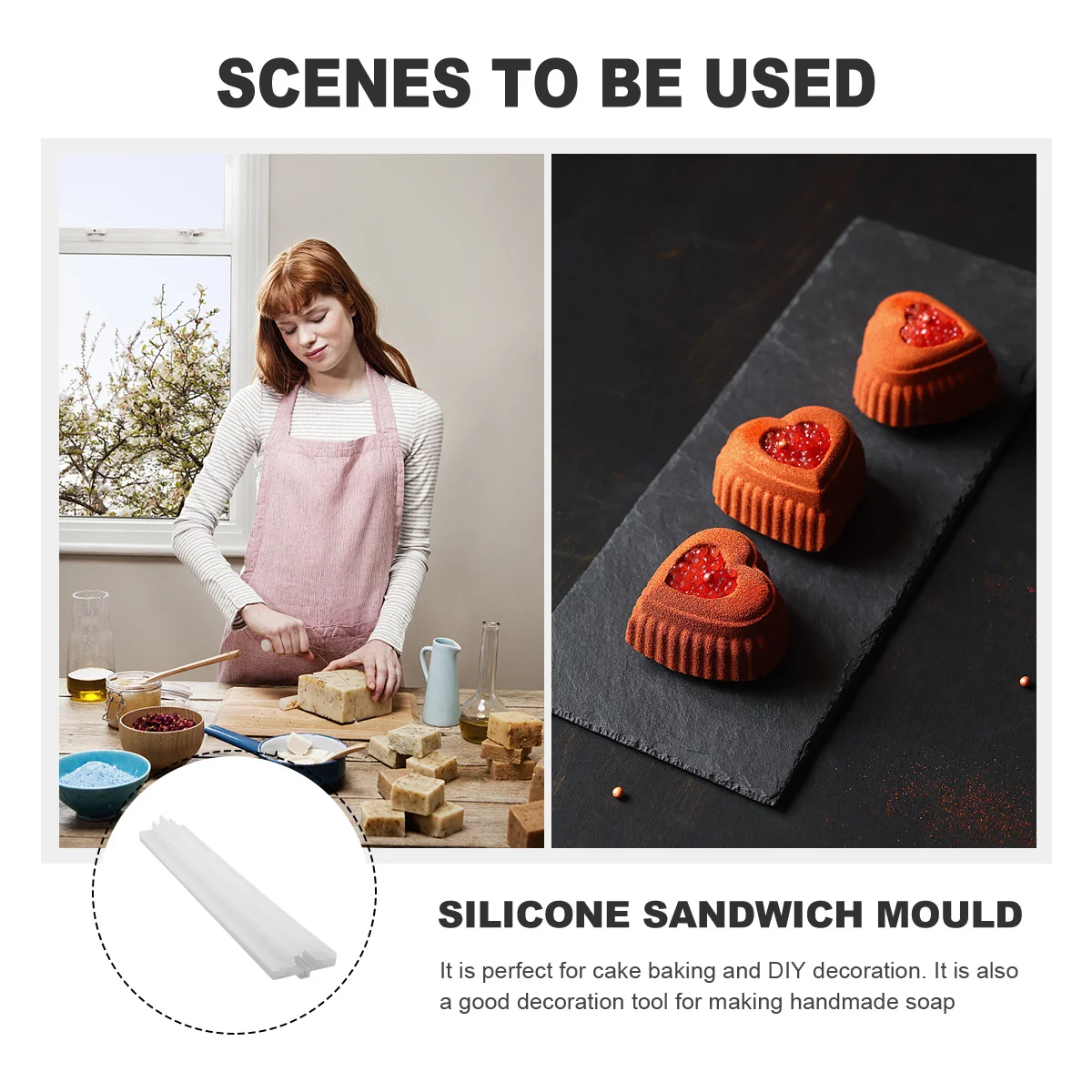 

1Pcs Homemade Sandwich Tube Mold Non-Stick Smooth Surface Silicone Baking Mold DIY Cake Filling Decoration Baking Tool