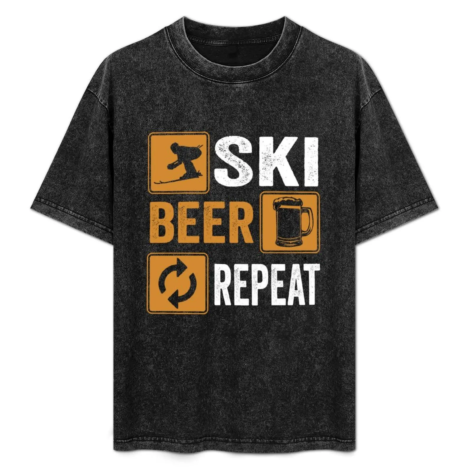Ski Beer Repeat Downhill Skiing Shirt T-Shirt Work Casual Loose Fit T-Shirt