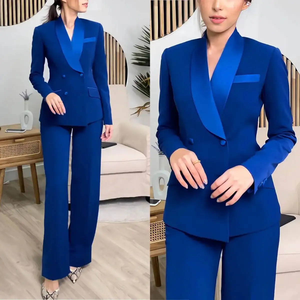 

Fashion Royal Blue Women Pants Suits For Wedding Mother of the Bride Suit Evening Party Blazer Guest Wear 2 Pieces