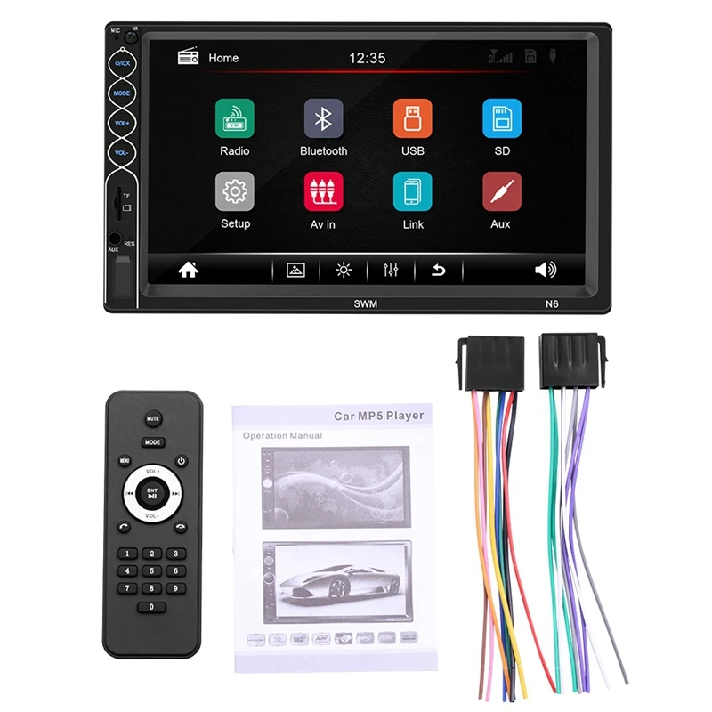 

Автомагнитола с 7-дюймовым сенсорным экраном, стерео-система HD, Bluetooth, 12 В, 2 Din, FM, разъем ISO, Aux, MP5, TF, USB