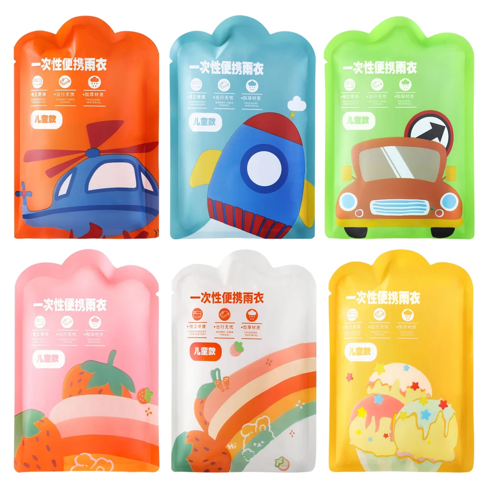 Creative Vacuum Compression Kids Raincoat Travel Card Packaging Rain Coat Thickened Durable One-Piece Raincoat Outdoor